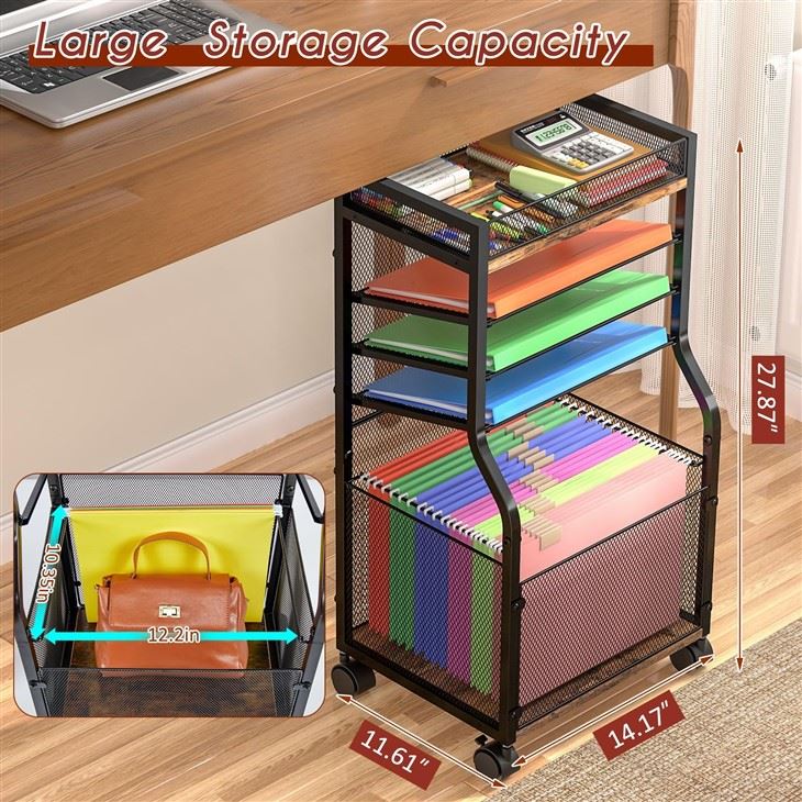 Wood & Mesh Paper Letter Sliding Trays Organization